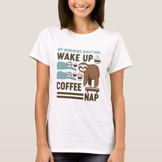 Funny Sloth Coffee T-shirt (Voorkant)
