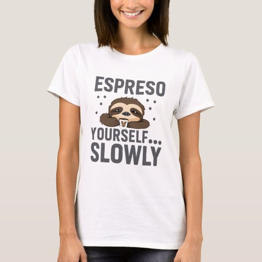 Funny Sloth Coffee T-shirt (Voorkant)