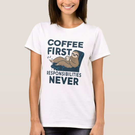 Funny Sloth Coffee T-shirt (Voorkant)