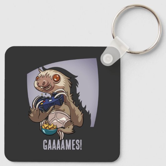 Funny Sloth Computer Gamer Gaaaames! Video Games Sleutelhanger (Achterkant)