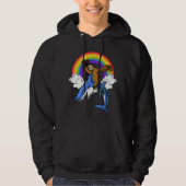 Funny Sloth Cowboy Riding Ocean Shark Rainbow Hoodie (Voorkant)