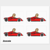 Funny Sloth Driving Race Cartoon Rechthoekige Sticker (Vel)