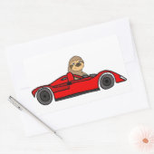 Funny Sloth Driving Race Cartoon Rechthoekige Sticker (Envelop)