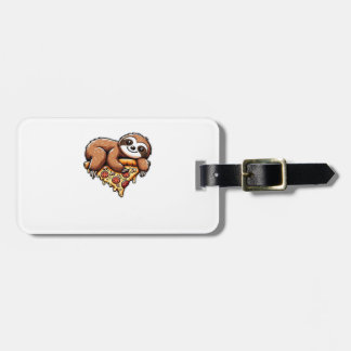 Funny Sloth eating Pizza, Kawaii Animal Lover Clas Bagagelabel