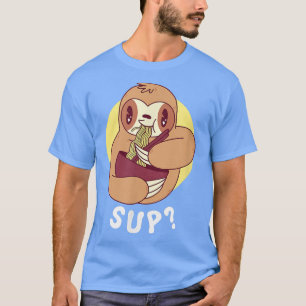 Funny Sloth Eating Ramen Noodles Japans Anime Ra T-shirt
