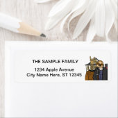 Funny Sloth en Llama American Gothic Artwork Etiket (Insitu)