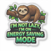 Funny Sloth Energy Saving Mode Sticker (Voorkant)