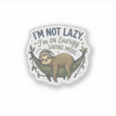 Funny Sloth Energy Saving Mode Sticker | Cute Lazy (Voorkant)