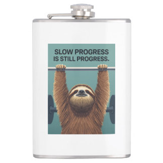 Funny Sloth Gym Motivation Poster - Slow Progress  Heupfles
