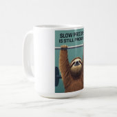Funny Sloth Gym Motivation Poster - Slow Progress  Koffiemok (Voorkant links)