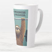 Funny Sloth Gym Motivation Poster - Slow Progress  Latte Mok (Rechterhoek)