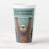 Funny Sloth Gym Motivation Poster - Slow Progress  Latte Mok (Voorkant)