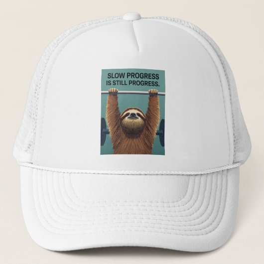 Funny Sloth Gym Motivation Poster - Slow Progress  Trucker Pet (Voorkant)