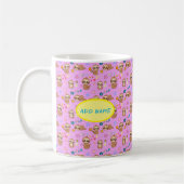 Funny Sloth Hearts Floral Pink Pattern | Naam toev Koffiemok (Links)