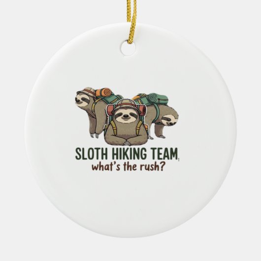 Funny Sloth Hiking Classic T-Shirt_5 Keramisch Ornament (Voorkant)