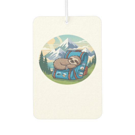 Funny Sloth Hiking Oversized T-Shirt Luchtverfrisser (Voorkant)