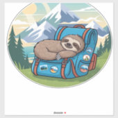 Funny Sloth Hiking Oversized T-Shirt Sticker (Vel)