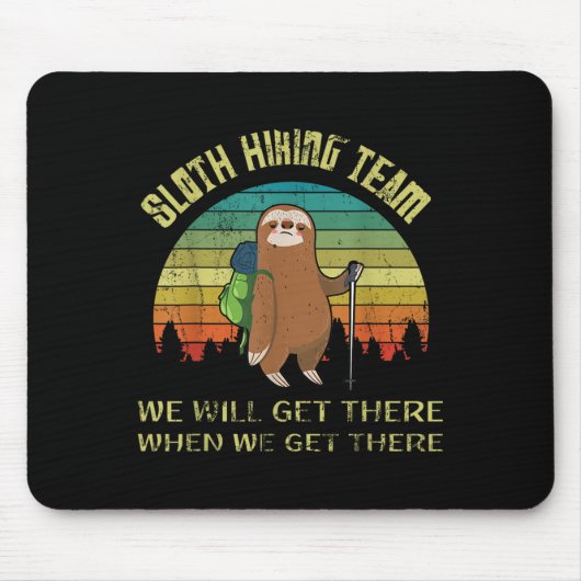 Funny Sloth Hiking Team Retro Sloth 80s Muismat (Voorkant)