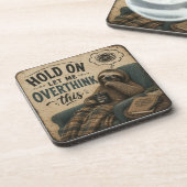 Funny Sloth Hold On Let Me Overthink This | Rustic Bier Onderzetter (Linkerzijde)