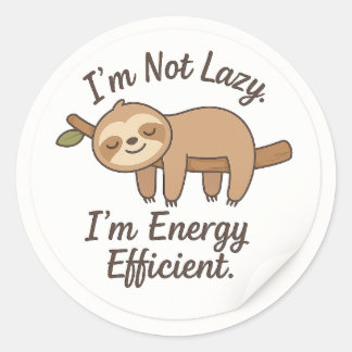 Funny Sloth “I’m Energy Efficient” Sticker