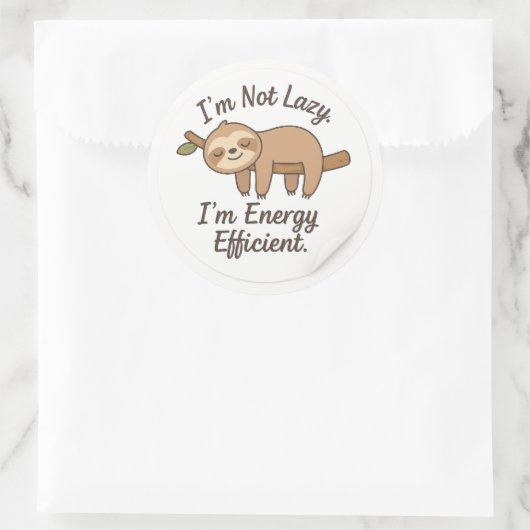 Funny Sloth “I’m Energy Efficient” Sticker (Tas)