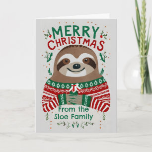 Funny Sloth Kerstmis Kaart