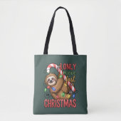 Funny Sloth Lover Christmas Cute Animal Xmas  Tote Bag (Voorkant)