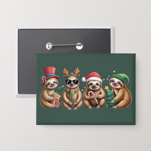 Funny Sloth Lover Christmas Lights Merry Slothmas  Button (Voorkant / Achterkant)