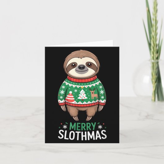 Funny Sloth Lover Christmas Merry Slothmas Ugly Ho Kaart (Voorkant)
