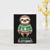 Funny Sloth Lover Christmas Merry Slothmas Ugly Ho Kaart (Gele Bloem)