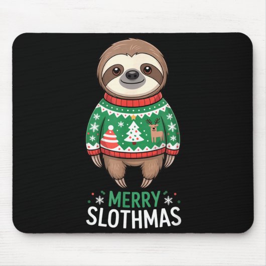 Funny Sloth Lover Christmas Merry Slothmas Ugly Ho Muismat (Voorkant)