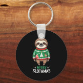Funny Sloth Lover Christmas Merry Slothmas Ugly Ho Sleutelhanger (Voorkant)