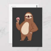 Funny Sloth met Ice Cream Dierenvriend Briefkaart (Voorkant / Achterkant)