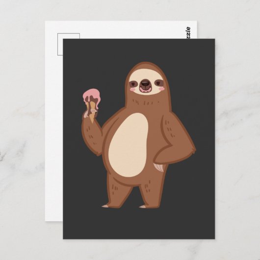 Funny Sloth met Ice Cream Dierenvriend Briefkaart (Voorkant / Achterkant)