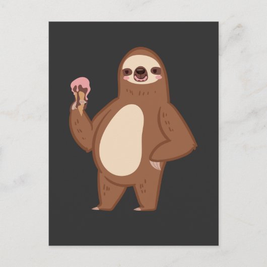 Funny Sloth met Ice Cream Dierenvriend Briefkaart (Voorkant)