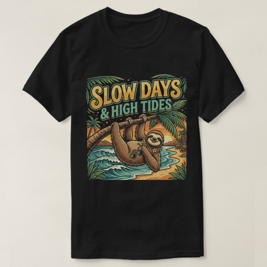 Funny Sloth Palm Beach Slow Days Tee Grafisch T-shirt (Design voorkant)