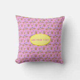 Funny Sloth Pink Pattern Hearts | Jouw tekst toevo Kussen
