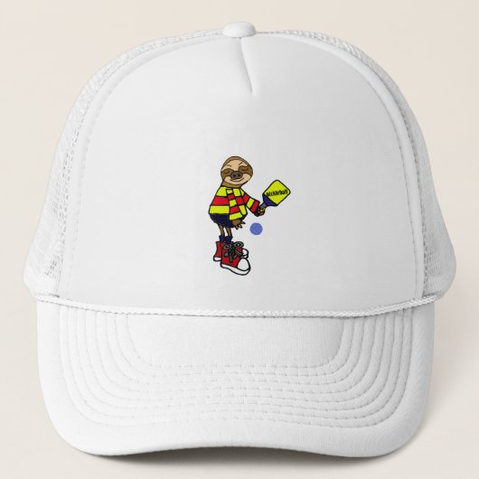 Funny Sloth Pplay Pickleball Cartoon Trucker Pet (Voorkant)