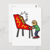 Funny Sloth Pplaying Pinball Cartoon Briefkaart (Voorkant / Achterkant)