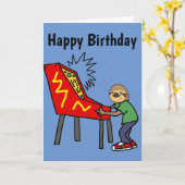 Funny Sloth Pplaying Pinball Cartoon Kaart (Gele Bloem)
