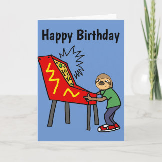 Funny Sloth Pplaying Pinball Cartoon Kaart