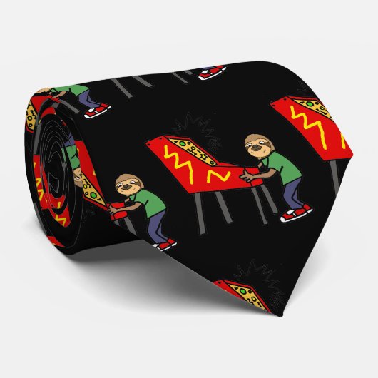 Funny Sloth Pplaying Pinball Cartoon Stropdas (Opgerold)