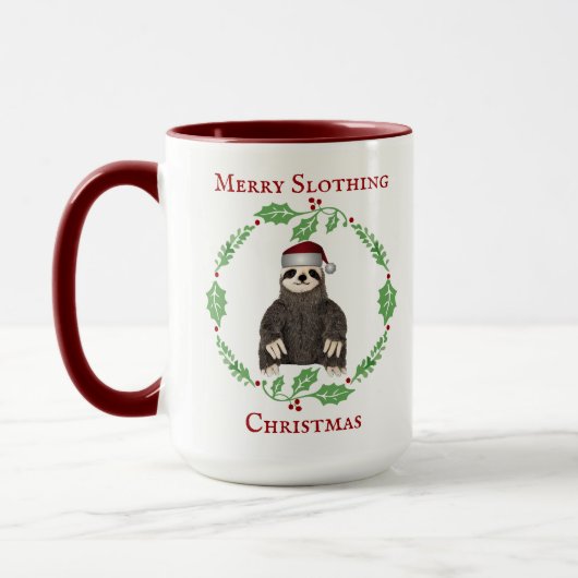 Funny Sloth Pun Merry Kerstmis Santa Hat Mok (Links)