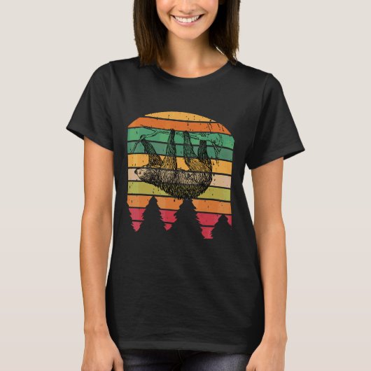 Funny Sloth Retro Pine Tree Mannen Vrouwen Kinder T-shirt (Voorkant)