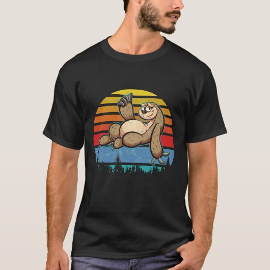 Funny Sloth Retro Pine Tree Mannen Vrouwen Kinder T-shirt (Voorkant)