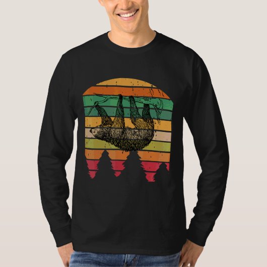 Funny Sloth Retro Pine Tree Mannen Vrouwen Kinder T-shirt (Voorkant)