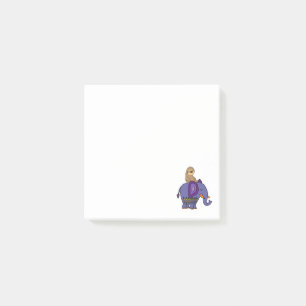 Funny Sloth Riding Blue Elephant Cartoon Post-it® Notes