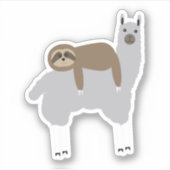 Funny Sloth Riding Llama Gifts Sticker (Voorkant)