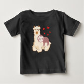 Funny Sloth Riding Llama Shirt grappig Alpaca Hear (Voorkant)