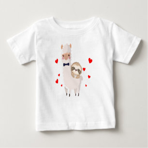 Funny Sloth Riding Llama Shirt grappig Alpaca Hear